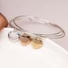 Triawd o Freichledi Cylchyn | Triple Bangle Set with Large Mixed Metalic Hearts