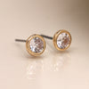 Clustdlyasu Crisial Syml Lliw Aur | Gold Simple Cubic Zirconia Crystal Earrings