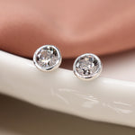 Clustdlyasu Crisial Syml Lliw Arian | Silver Simple Cubic Zirconia Crystal Earrings