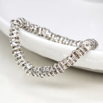 Breichled Arian a Chrisial | Silver Plated and Crystal Bead Stretch Bracelet