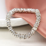 Breichled Arian a Chrisial | Silver Plated and Crystal Bead Stretch Bracelet