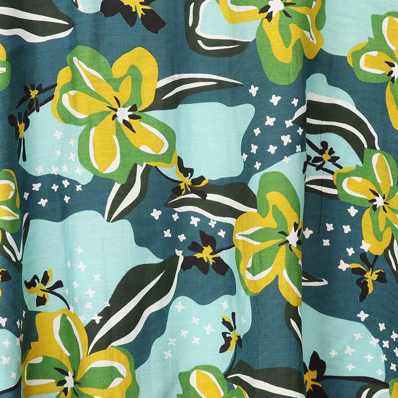 Kimono - Print Hawaiaidd Glas a Gwyrdd | Kimono - Blue and Green Hawaiian Print