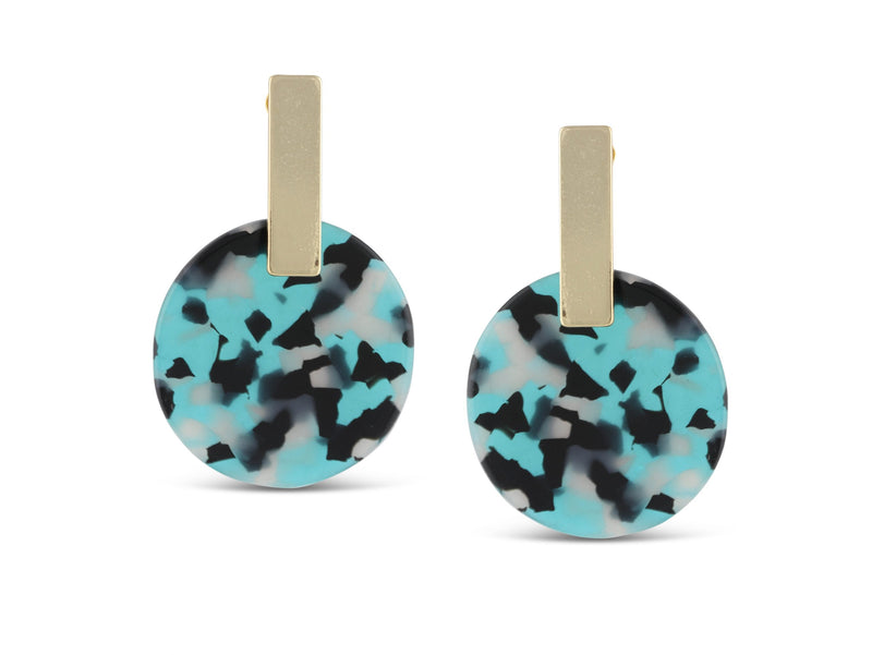 Clustdlysau Resin | Emma Resin Disk Earrings - Blue Black