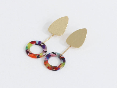 Clustdlysau Resin | Lucy Two Tone Resin Earrings - Red Orange Lilac