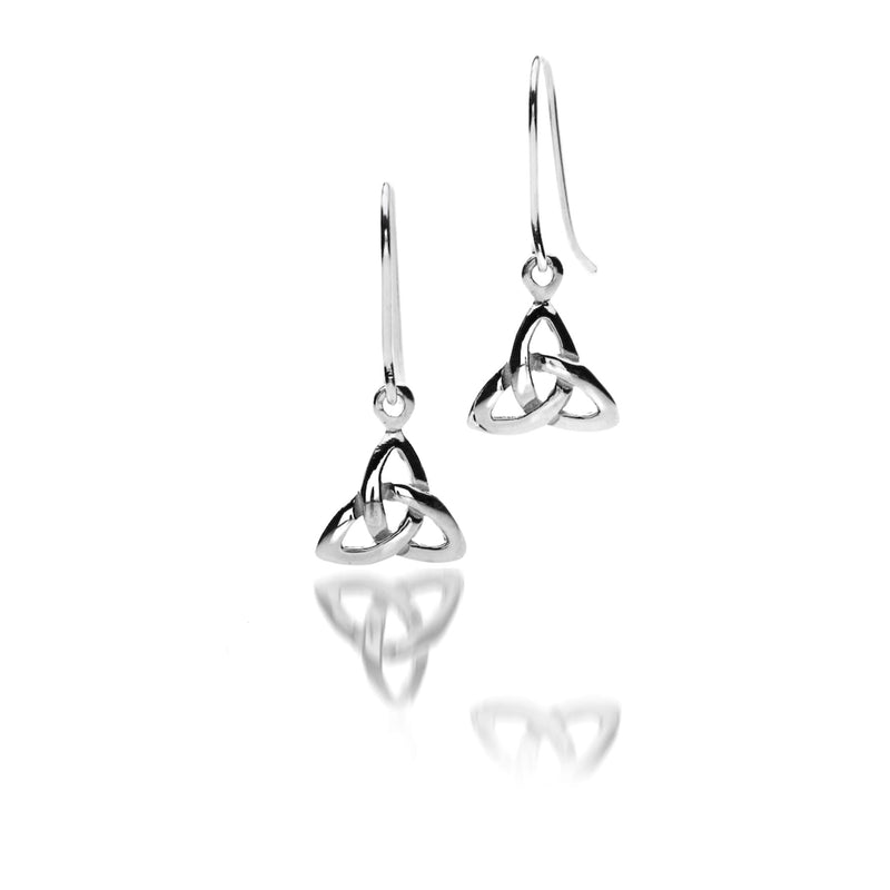 Clustdlysau Cwlwm Celtaidd | Silver Celtic Trinity Knot Earrings