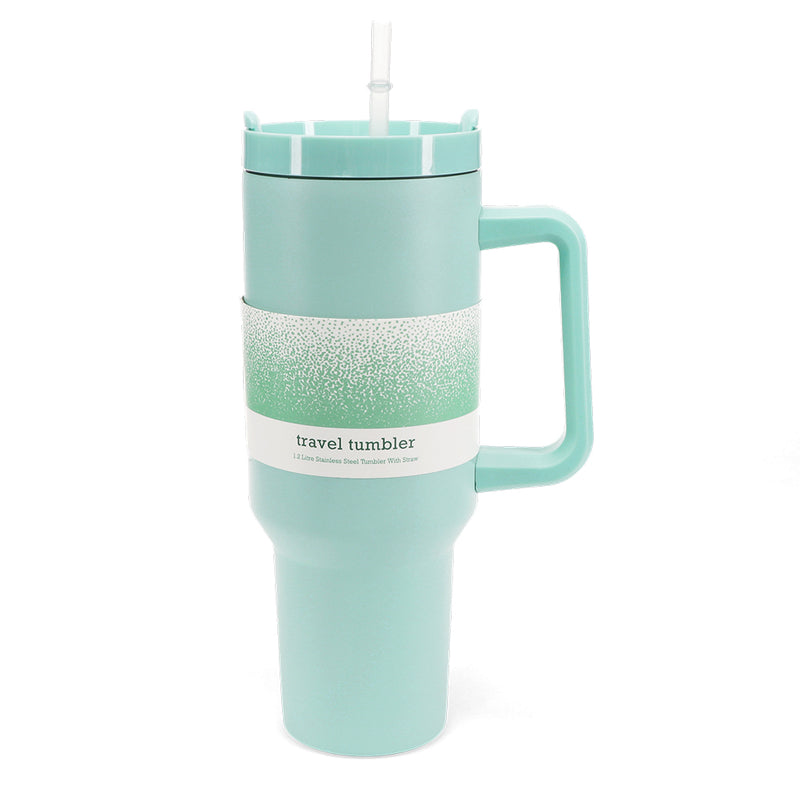 Cwpan Teithio Gyda Handlen (1.2Ltr) - Glas | Travel Tumbler With Handle (1.2Ltr) - Eggshell Blue