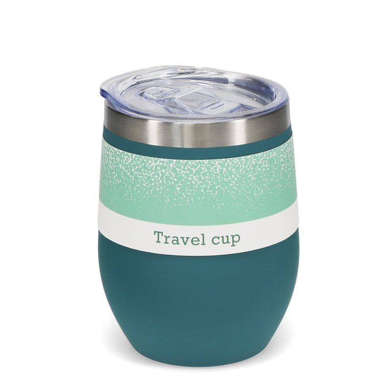 Cwpan Teithio - Glas Petrol | Rubber Coated Travel Cup 350ml - Petrol Blue