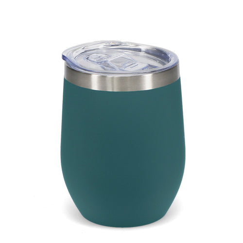 Cwpan Teithio - Glas Petrol | Rubber Coated Travel Cup 350ml - Petrol Blue