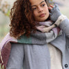 Sgarff Siec Clyd - Gwyrdd a Lelog | Cosy Check Scarf - Sage & Lilac Mix