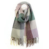 Sgarff Siec Clyd - Gwyrdd a Lelog | Cosy Check Scarf - Sage & Lilac Mix