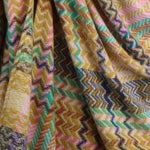 Sgarff Igam Ogam Clyd -Hufen a Rhwd | Cosy Zig Zag Scarf - Cream Rust Beige Mix