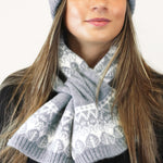 Sgarff Dolen - Llwyd Meddal | Fairisle Pull Through Scarf - Pale Grey