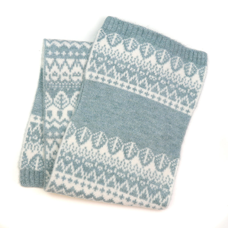 Sgarff Dolen - Gwyrddlas | Fairisle Pull Through Scarf - Duck Egg