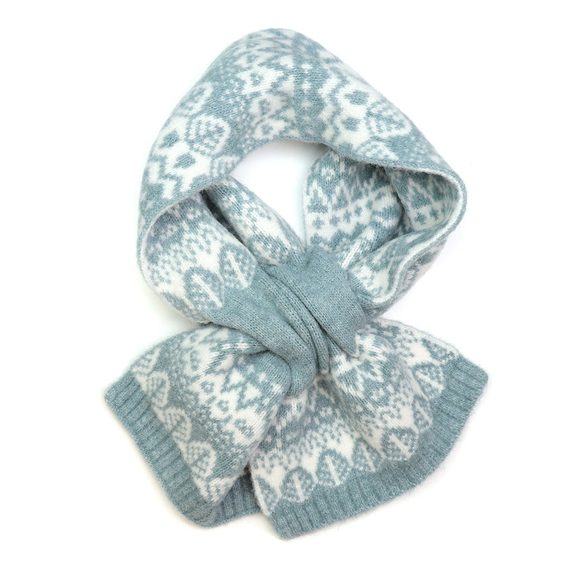 Sgarff Dolen - Gwyrddlas | Fairisle Pull Through Scarf - Duck Egg