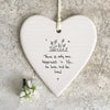 Calon Borslen | East of India Porcelain Hanging Heart – There is Only One Happiness in Life