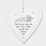 Calon Borslen | East of India Porcelain Hanging Heart – Make Good Times