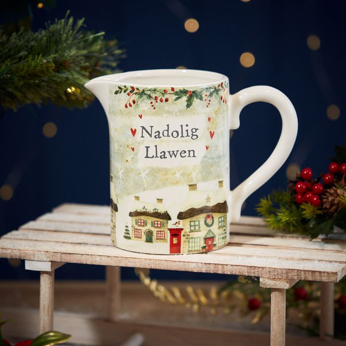 Jwg Nadolig Llawen | Christmas Cottage Jug - Nadolig Llawen.