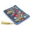 Pwrs Melfed Brodwaith  - Blodau | Velvet Embroidered Purse - Flower Meadow