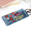 Cas Sbectol Melfed Brodwaith  - Blodau | Velvet Embroidered Glasses Case - Flower Meadow