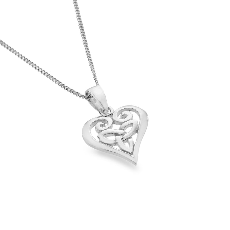 Cadwyn Calon Geltaidd | Silver Celtic Heart Necklace