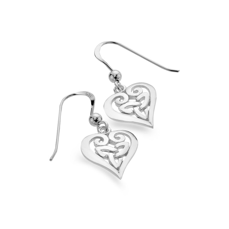 Clustdlysau Calon Geltaidd | Silver Celtic Heart Earrings