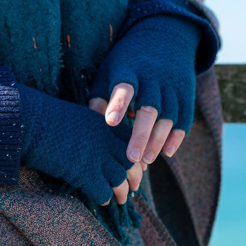 Menig Di Fysedd - Gwyrddlas | Fingerless Gloves - Teal