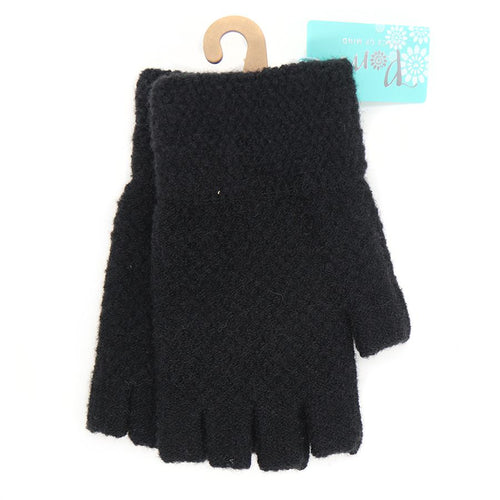 Menig Di Fysedd - Du  | Fingerless Gloves - Black