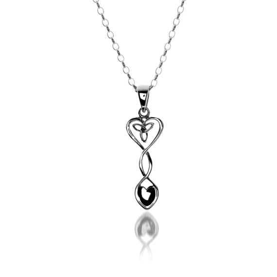 Cadwyn Llwy Garu a Chwlwm Celtaidd Arian | Welsh Love Spoon and Celtic Knots Silver Necklace