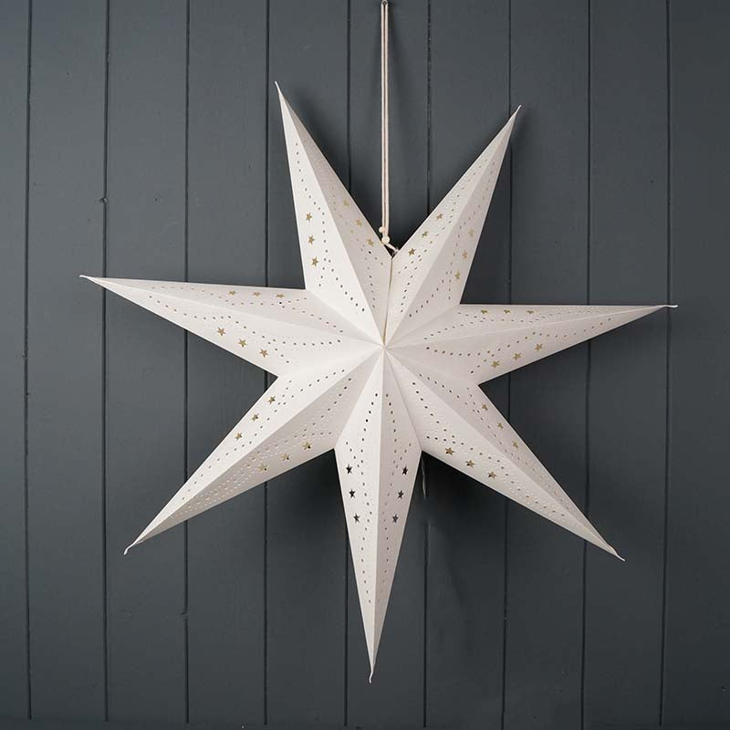 Seren Bapur Gyda Golau LED- 60cm | Hanging Paper Star  with LED Light - 60cm