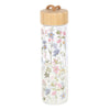 Potel Ddwr Wydr a Bambw - Blodau Hardd | Glass & Bamboo Water Bottle - Blooming Lovely