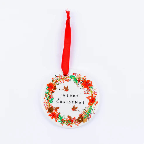 Addurn Nadolig Serameg | Ceramic Christmas Decoration - Wreath