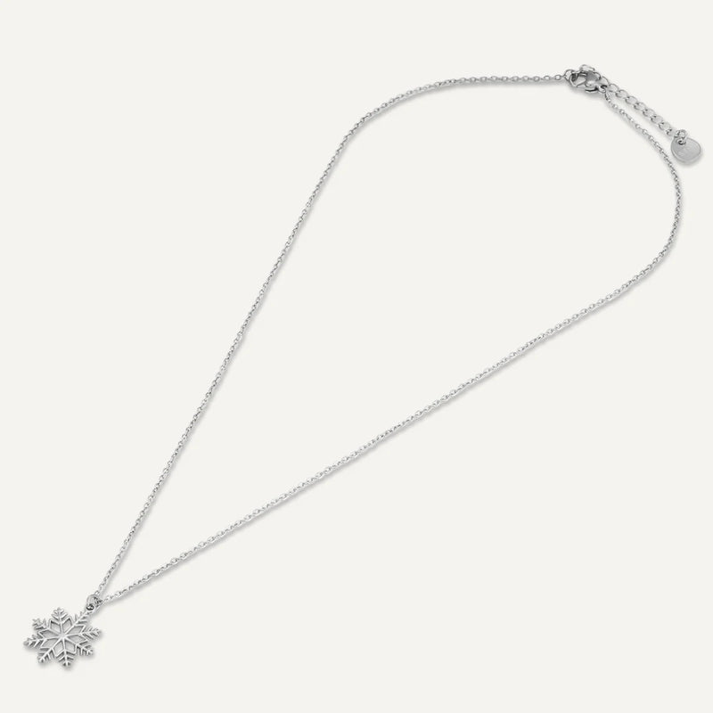 Cadwyn Pluen Eira ar Gerdyn Nadolig Llawen | Carded Snowflake Necklace - Merry Christmas