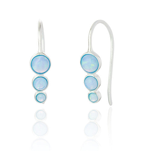 Clustdlysau Arian | Sterling Silver and Blue Opal Earrings - Hama