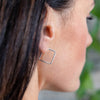 Clustdlysau Arian | Sterling Silver Earrings - Avery Medium Square