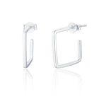 Clustdlysau Arian | Sterling Silver Earrings - Avery Medium Square