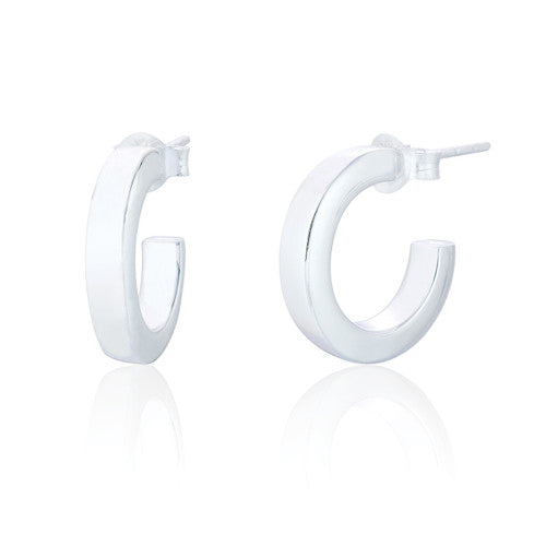 Clustdlysau Arian | Sterling Silver Hoop Earrings - Reese Small Chunky