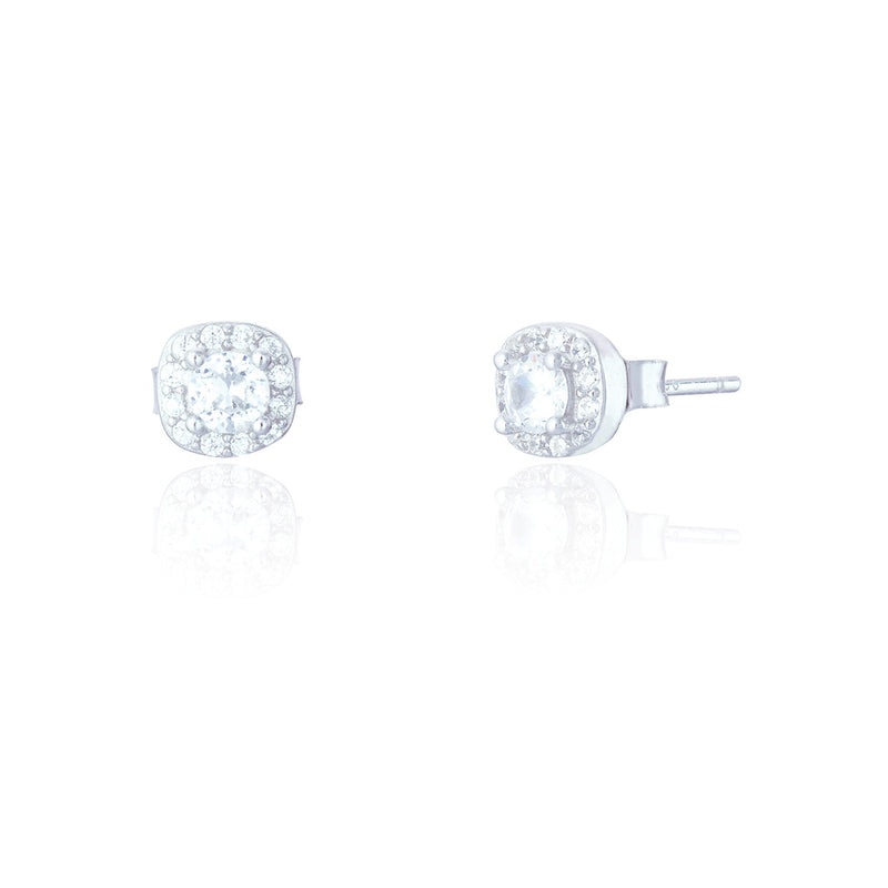 Clustdlysau Styd Arian | Sterling Silver Stud Earrings - Zia Cushion