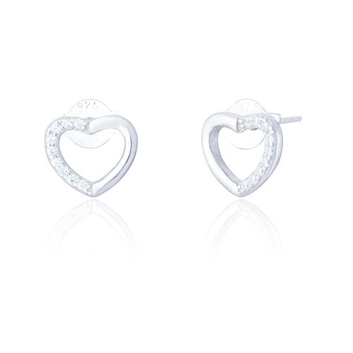 Clustdlysau Styd Arian | Sterling Silver Stud Earrings - Zia Heart