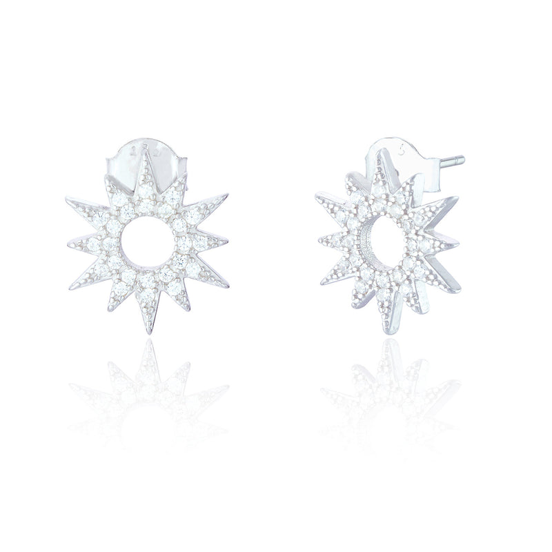 Clustdlysau Styd Arian | Sterling Silver Stud Earrings - Zia