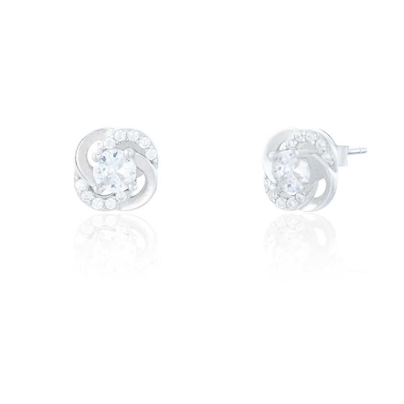 Clustdlysau Styd Arian | Sterling Silver Stud Earrings - Jackie Knot