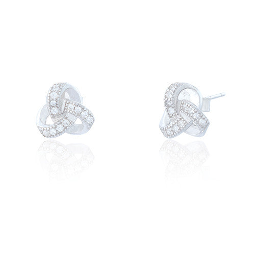 Clustdlysau Styd Arian | Sterling Silver Stud Earrings - Janice Knot