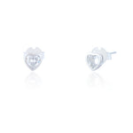 Clustdlysau Styd Arian | Sterling Silver Stud Earrings - Jayne Heart