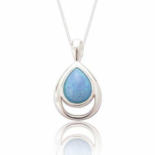 Cadwyn  Arian | Sterling Silver and Blue Opal Necklace - Xanna