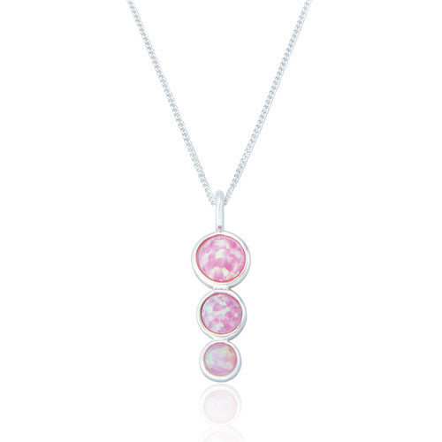 Cadwyn Arian | Sterling Silver and Pink Opal Necklace - Hama