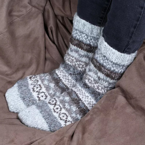 Sanau Soffa Pachamama | Sofa Socks - Classic Fairisle Natural.