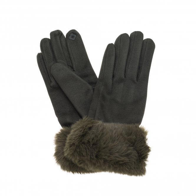 Menig Ffwr Ffug Allegra - Olif | Allegra Faux Fur Gloves - Olive