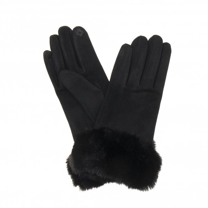 Menig Ffwr Ffug Allegra - Du | Allegra Faux Fur Gloves - Raven