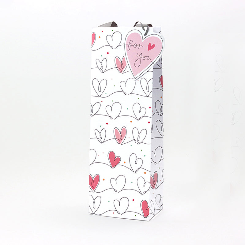 Bag Anrheg Potel | Bottle Gift Bag - Hearts