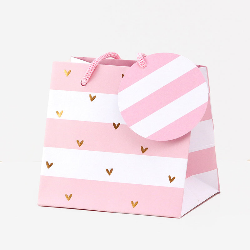 Bag Anrheg Mwg | Mug Gift Bag - Pink Stripe