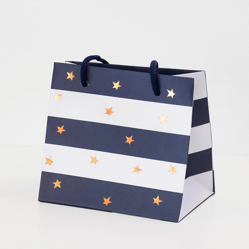 Bag Anrheg Mwg | Mug Gift Bag - Blue Stripe